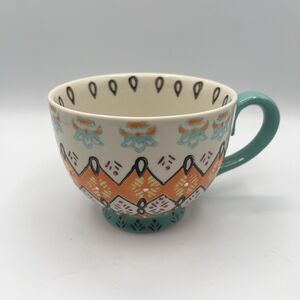 Grace's Teaware - Orange and Teal - Tea / Coffee Cup - 3 1/2 inch tall